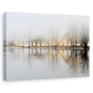 Tablou canvas - Dimineata De Ianuarie, Lacul Bohinj, Zori De Zi, Rau, Canal, 60 x 90 cm