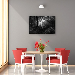 Tablou decorativ peisaj insorit cu raze de soare pe canvas