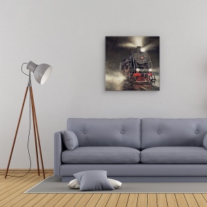 Tablou Canvas - Dincolo De Express, Tren Cu Aburi, Locomotiva, 60 x 60 cm - Img 2