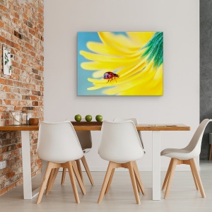 Tablou Canvas - Doamna Rosie, Buburuza, Rosu, Galben, 60 x 80 cm - Img 4