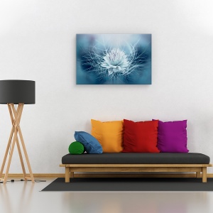 Tablou canvas - Dragoste in ceata, Flori, Primavara, Turcoaz, Albastru, 60 x 90 cm - Img 2