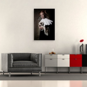 Tablou canvas - Dragul Meu Prieten Sconcs, Vintage, Retro, Pana, Pene, Portret, 60 x 90 cm - Img 2