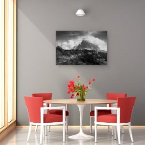 Tablou canvas - Drum Spre Muntele Fumuriu, Peisaj, Alb-Negru, Varf, Summit, 60 x 90 cm - Img 4