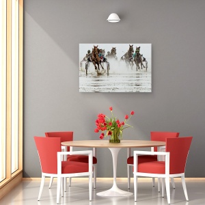 Tablou canvas - Duuuhnnn, Cai, Actiune, Concurs, Apa, Trot, 60 x 90 cm - Img 4