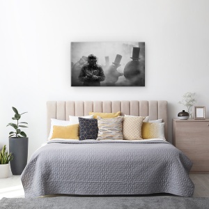 Tablou canvas - Enfarinate, Abur, Palarie, Palarie, Masca De Gaz, 50 x 80 cm - Img 3