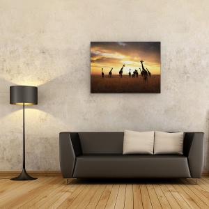 Tablou canvas - Familie, Girafa, Girafe, Apus De Soare, Peisaj, Salbatic, 50 x 70 cm - Img 2
