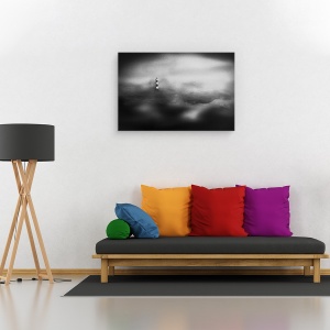 Tablou canvas - Far, Alb-Negru, Cereale, Granulat, Maritim, 40 x 60 cm - Img 2