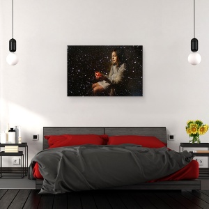 Tablou canvas - Fetita Cu Chibrituri, Pasiune, Lumina, Flacara, Foc, Meci, 40 x 60 cm - Img 4