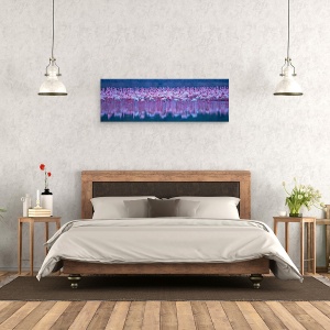 Tablou canvas - Flamingo, Bogoria, Kenya, Rasarit de Soare, Pasare, Panorama, 30 x 90 cm - Img 3