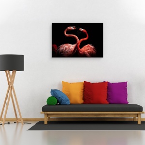 Tablou canvas - Flamingo, Pasare, Animal, Rosu, Intuneric, 60 x 90 cm - Img 2