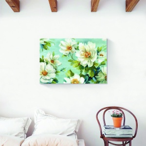 Tablou decorativ canvas floral alb vintage 80x120 cm