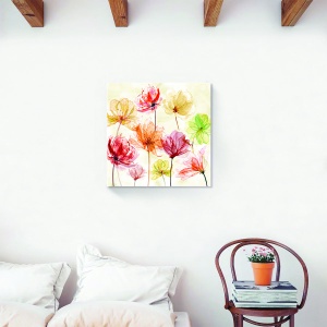 Tablou decorativ floral canvas cu flori de maci multicolor 60x60 cm