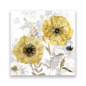 Tablou Canvas - Floral, Flori de maci, Primavara, Pictura, Galben, 60 x 60 cm