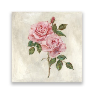 Tablou Canvas - Floral, Flori, Trandafir, Roz, Pictura, 60 x 60 cm