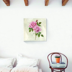 Tablou decorativ canvas floral cu trandafiri roz 60x60cm