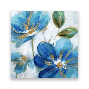 Tablou Canvas - Floral, Flori, Violete, Albastru, 60 x 60 cm