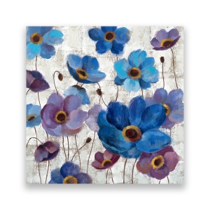 Tablou Canvas - Floral, Mov, Albastru, Mac, Primavara, 60 x 60 cm