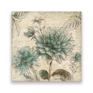 Tablou Canvas - Floral, Turcoaza, Vintage, 60 x 60 cm