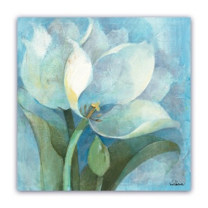 Tablou Canvas - Floral, Vintage, Alb, Lalele, 60 x 60 cm