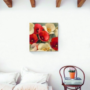 Tablou decorativ floral vintage cu papadie pe canvas 60x60 cm