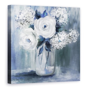 Tablou canvas - Flori, Alb, Indigo, Pictura, 60 x 60 cm