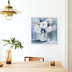 Tablou canvas - Flori, Alb, Indigo, Pictura, 60 x 60 cm - Img 4