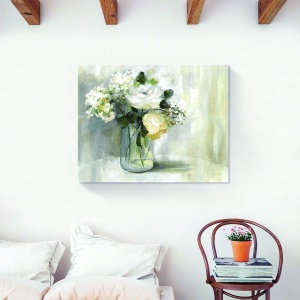 Tablou canvas cu flori albe 60x75 cm
