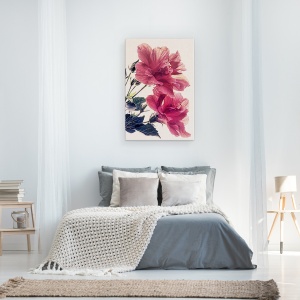 Tablou canvas - Flori, Flori, Rosu, Pictura II, 40 X 60 cm - Img 3