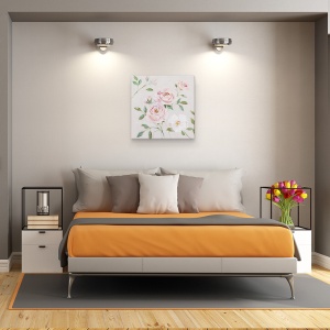 Tablou canvas - Flori II, Trandafiri Langa Coliba, Roz, Pictura, 90 x 90 cm - Img 3