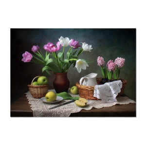 Tablou Canvas - Flori, Primavara, Mere, Lalele, Zambila, 75 x 100 cm
