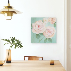 Tablou canvas - Flori, Trandafiri Roz, Pictura, 90 x 90 cm - Img 4