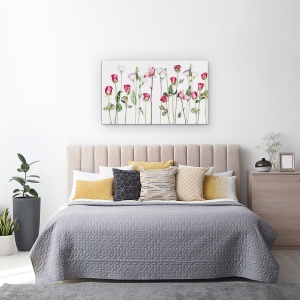 Tablou canvas - Flori, Trandafiri, Roz Rosiatic, Pictura, 50 x 80 cm - Img 3