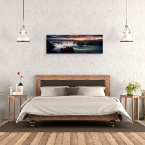 Tablou Canvas - Foc si Apa, Peisaj, Panorama, Islanda, Cascada, Stanca, Cer, 30 x 90 cm - Img 4