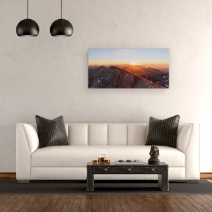 Tablou canvas - Fugind Pe Creasta, Creasta, Rasarit De Soare, Stol, Munte, Om, 50 x 100 cm - Img 2