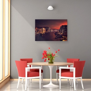 Tablou canvas - Gran Canal, Venetia, Italia, Apus De Soare, Noapte, Rosu, 80 x 120 cm - Img 4