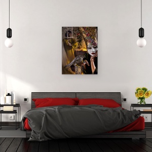 Tablou canvas - Hranire, Masca, sapca, Pasare, soim, Fata, Cusca, 60 x 80 cm - Img 3