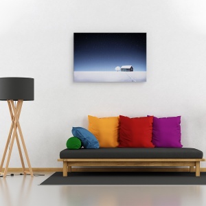 Tablou canvas - Iarna, Zapada, Casa, Stele, Peisaj, 80 x 120 cm - Img 2
