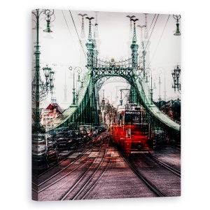 Tablou canvas - In Tramvai, Budapesta, Strada, Pod, Urban, 60 x 75 cm