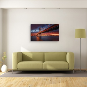 Tablou Canvas - Incendiu Peste San Francisco, Golden Gate, Cer, Apus De Soare, 50 x 80 cm - Img 2