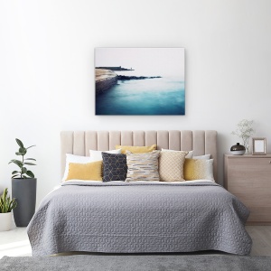 Tablou canvas - Inceputul Sfarsitului, Mare, Barbat, Stanca, Curba, Flux, Albastru, 50 x 70 cm - Img 3