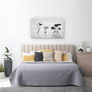 Tablou canvas - Inec, Peisaj Marin, Copac, Alb-Negru, Apa, 50 x 80 cm - Img 3