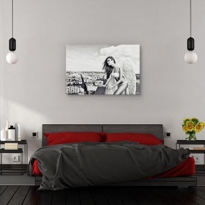 Tablou canvas - inger, Portret, Femeie, Aripi, Acoperis, 40 x 60 cm - Img 3