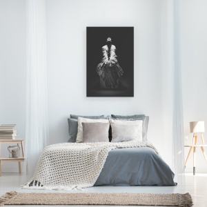 Tablou canvas - Ingeras, Alb-Negru, Portret, Om, Pana, Pasare, 60 x 90 cm - Img 3