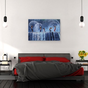 Tablou canvas - Joaca Cu Stropi, Apa, Cascada, Copii, 60 x 90 cm - Img 3
