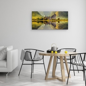 Tablou Canvas - Kilchurn, Castel, Panorama, Medieval, Ruina, 50 x 100 cm - Img 2