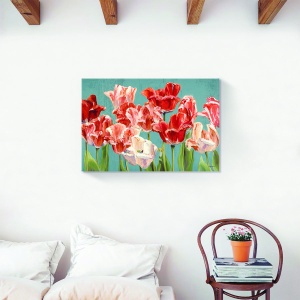 Tablou decorativ lalele roșii pe canvas 80x120 cm