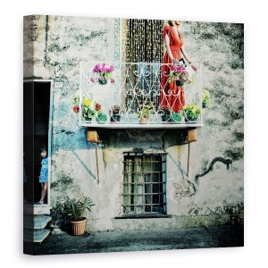 Tablou canvas - Lanturi De Aur, Rosu, Femeie, Rochie, 60 x 60 cm