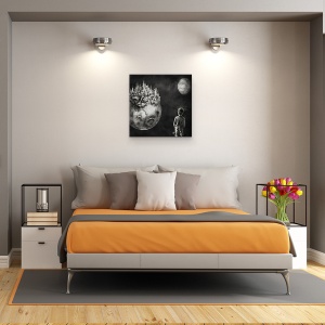 Tablou canvas - Lasa Ca Visele Tale Sa Fie Mai Mari Decat Temerile, Baiat, Oras, Visare, 60 x 60 cm - Img 3