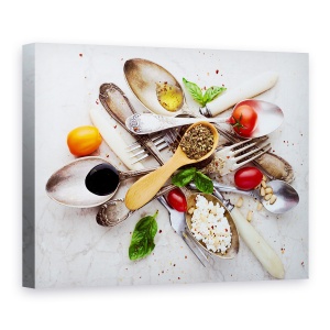 Tablou canvas - Linguri Si Salata, Alimente, Ingrediente, Salata, Rosii, 60 x 80 cm