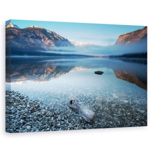 Tablou canvas - Linistea lui Bohinj, Peisaj, Apa, Reflectie, Pietricele, 60 x 90 cm